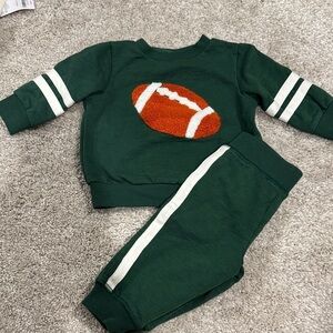 Little Me Green Football Sweatshirt and Joggers Set